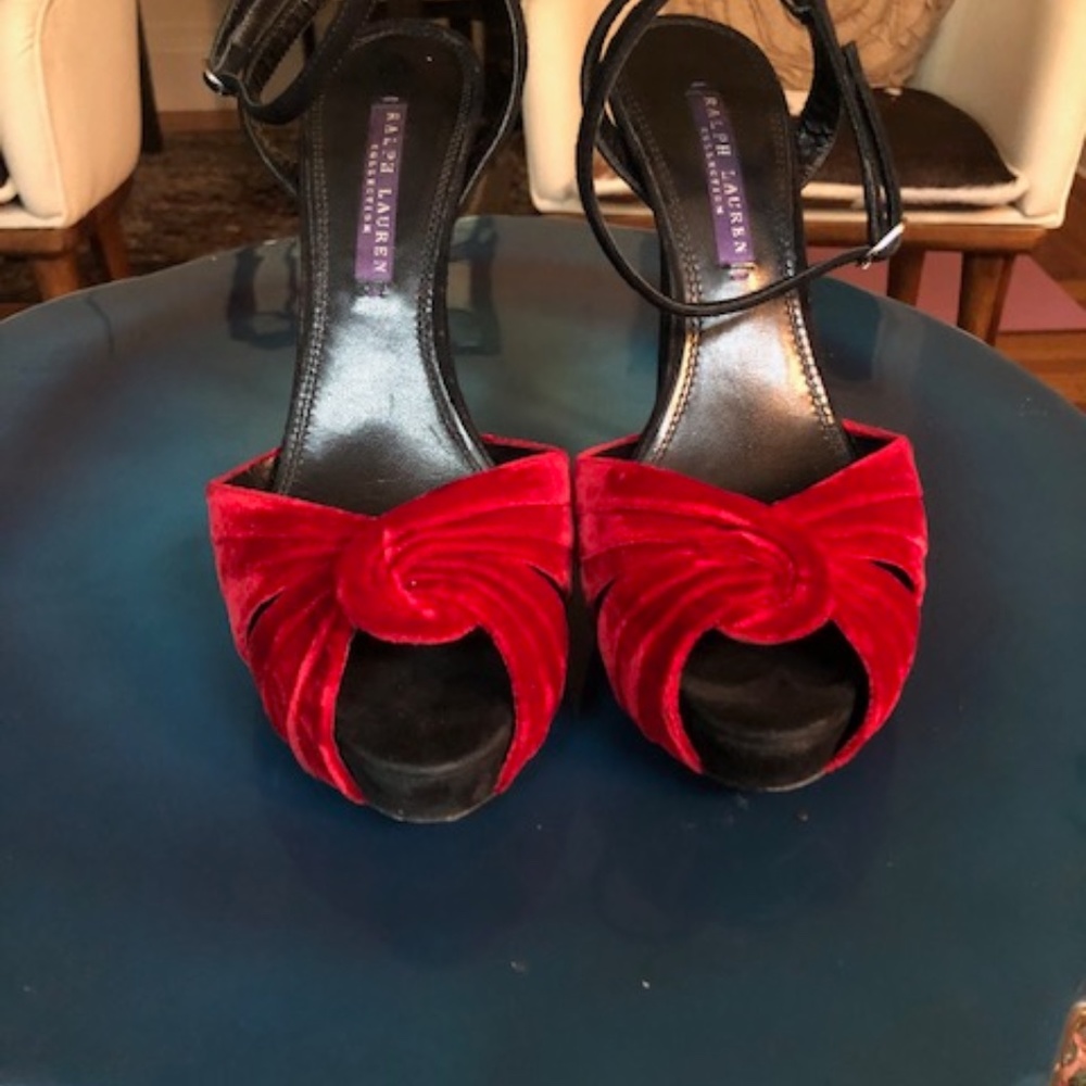 Ralph Lauren Purple Label Red Velvet Shoes